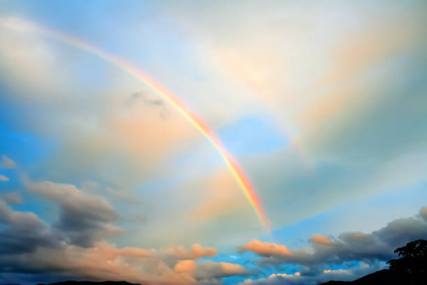 istock Landscape sky with rainbow over mountain nature tropical view background 1278205105