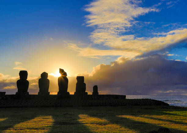 istock Moai on Easter Island at Ahu Akivi at Sunset 1278206201