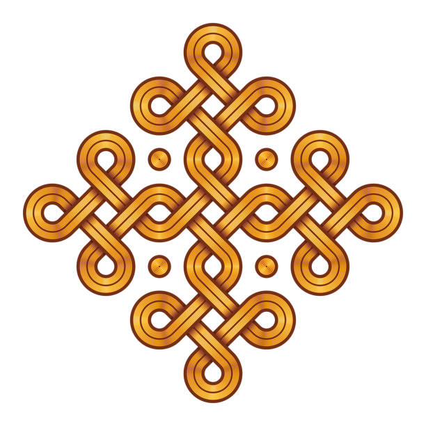 ilustrações de stock, clip art, desenhos animados e ícones de viking decorative knot - engraved gold - ring cross - cross cross shape shiny gold