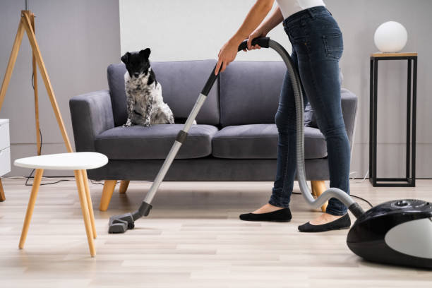 istock Young Maid Cleaning Carpet With Vacuum Cleaner 1278209232