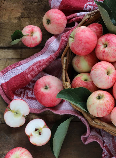istock Apples in basket, view from above. 1278210904
