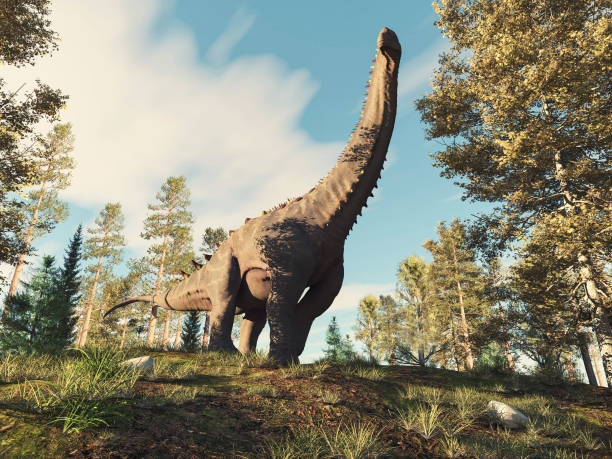 istock Alamosaurus in the forest . This is a 3d render illustration . 1278212056