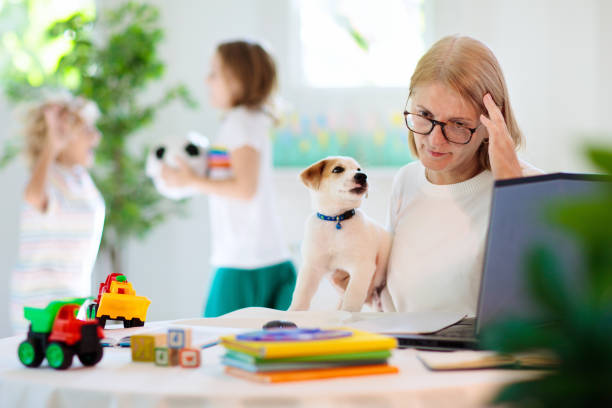 istock Mother working from home with kids. Quarantine. 1278216778