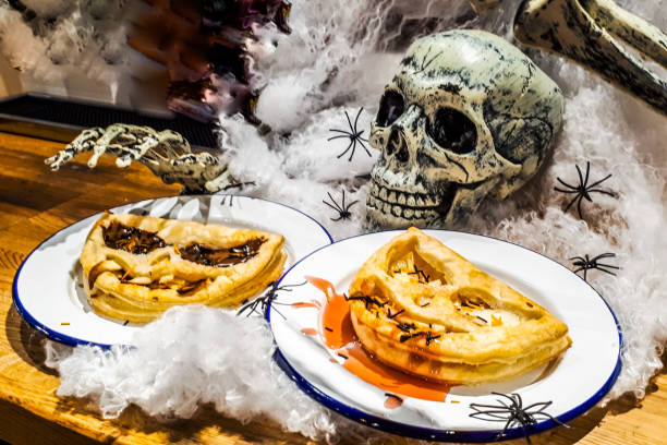 istock Halloween desserts and skull decoration 1278216974