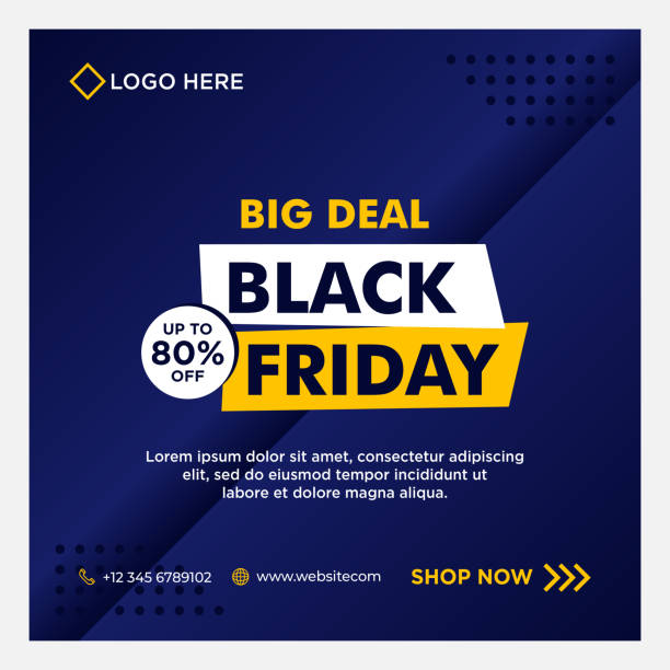 black friday verkauf social-media-banner-vorlage mit blauen hintergrund farbverlauf - pfosten stock-grafiken, -clipart, -cartoons und -symbole