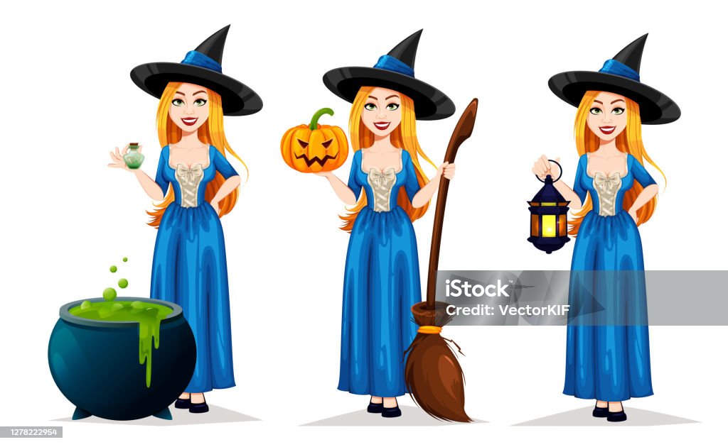 Ilustración de Feliz Halloween Hermoso Personaje De Dibujos Animados De  Bruja y más Vectores Libres de Derechos de Bruja - iStock