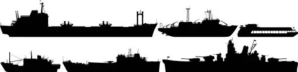 Vector illustration of Modern Boats Silhouette