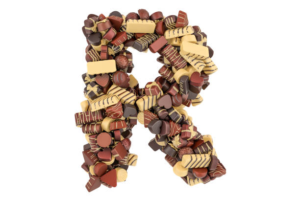 istock Letter R from chocolate candies. 3D rendering isolated on white background 1278224395