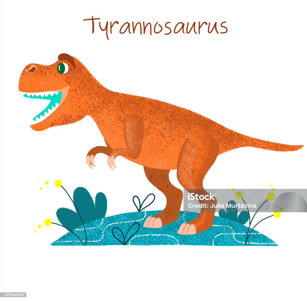 Cartoon Dinosaur Tyrannosaurus Rex Raster Illustration Stock Illustration -  Download Image Now - iStock