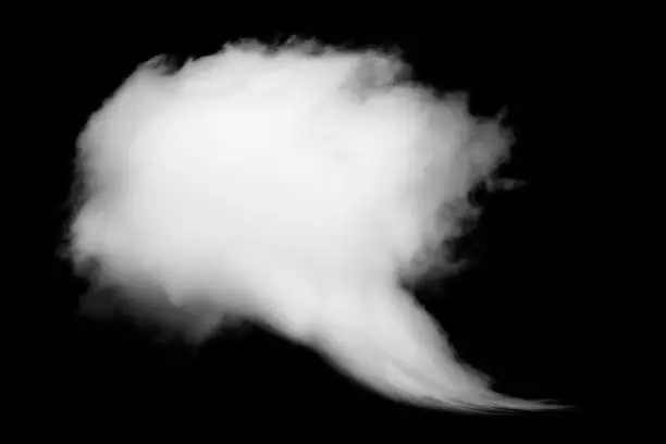 Photo of White smoke cloud isolated on black background