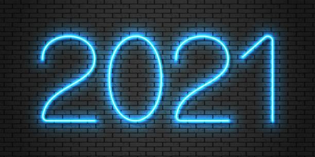 istock 2021 neon text. Happy 2021 new year neon banner. 1278227163