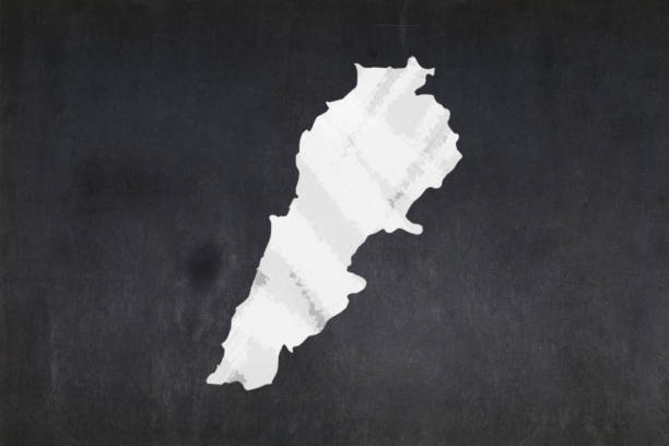Blackboard with a the map of Lebanon drawn in the middle.