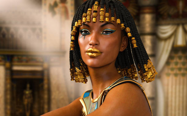 retrato de cerca del faraón egipcio reina cleopatra - traje de reina egipcia fotografías e imágenes de stock