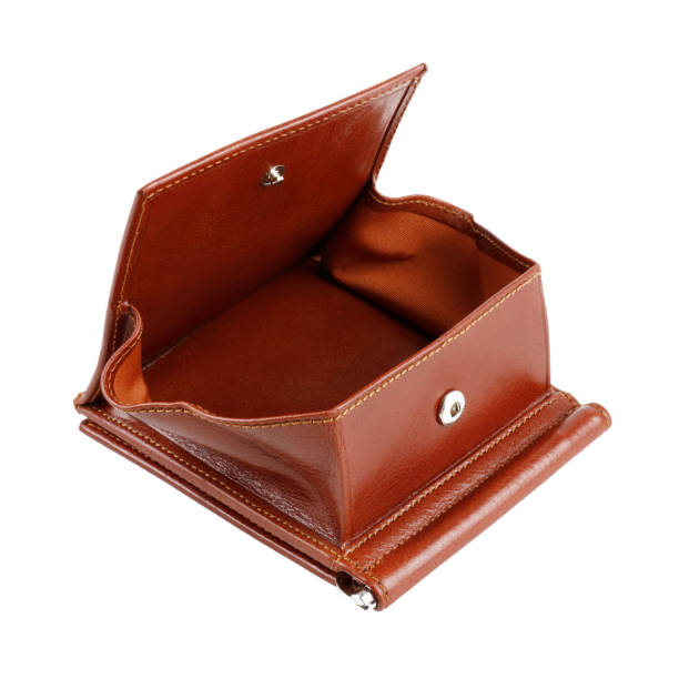Open new light brown wallet of cattle leather