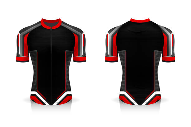 istock Specification Cycling Jersey template. mock up Sport T Shirt round neck uniform for bicycle apparel . Vector Illustration design , Separate work layers . 1278230858
