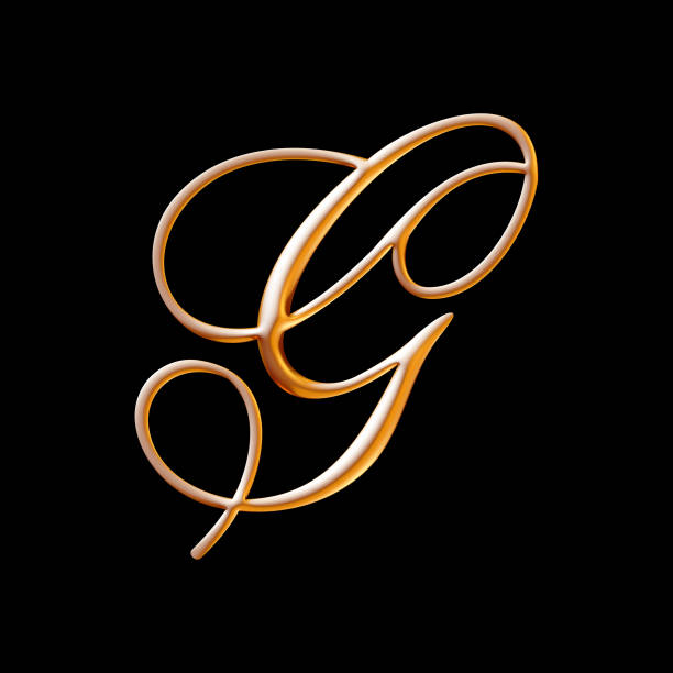 istock Golden 3d alphabet, embossed letter g, uppercase font, 3d illustration 1278231533