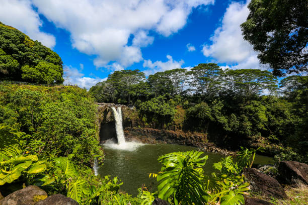 rainbow falls, parc d’état de la rivière wailuku - hilo photos et images de collection