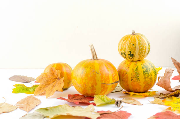 istock autumn background with yellow leaves and pumpkin 1278232912