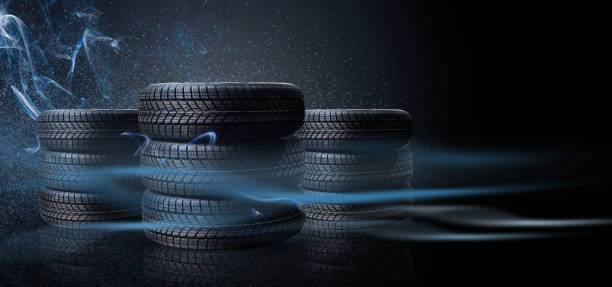 istock four black tires isolated on white background 1278233790