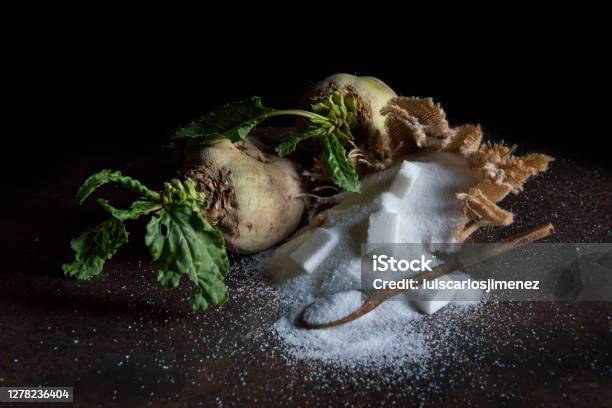 Sugar Beet And White Sugar With Rust Background Stock Photo - Download Image Now - Sugar - Food, Agricultural Activity, Agriculture