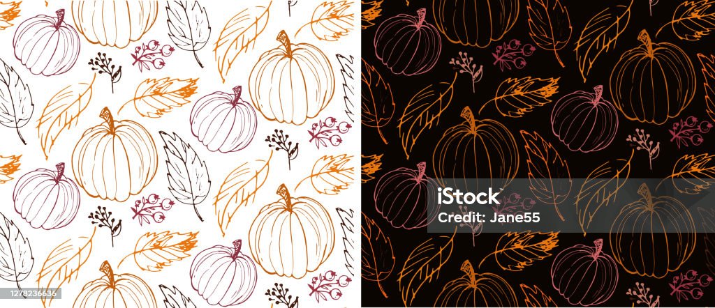 Fall Pattern Thankful Happy Thanksgiving Day Give Thanks Cute Lettering Poster Leaf Autumn ...