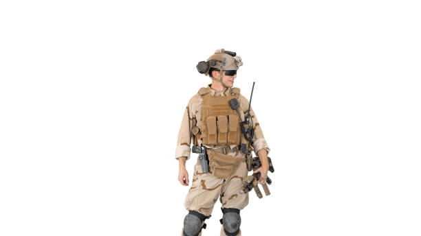 istock Young USA ranger standing in a casual pose and talking on white 1278236953