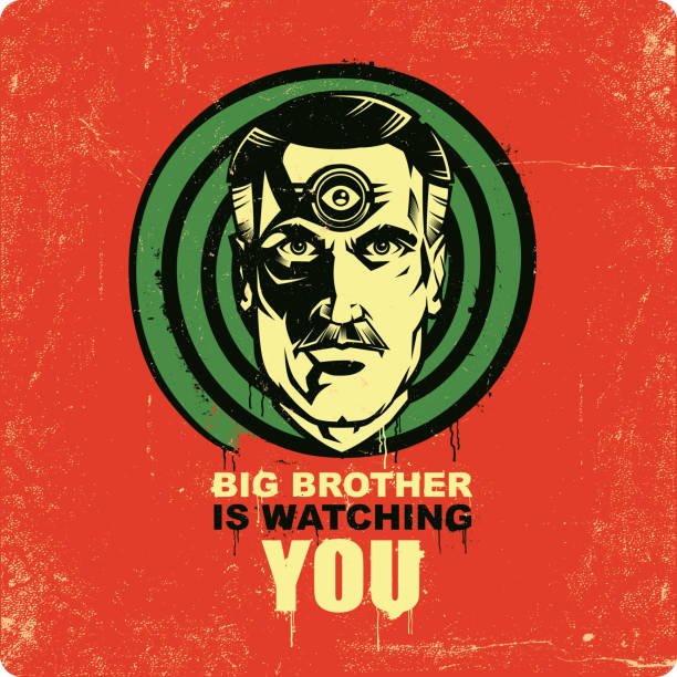 big brother beobachtet sie illustration - surveillance human eye security privacy stock-grafiken, -clipart, -cartoons und -symbole