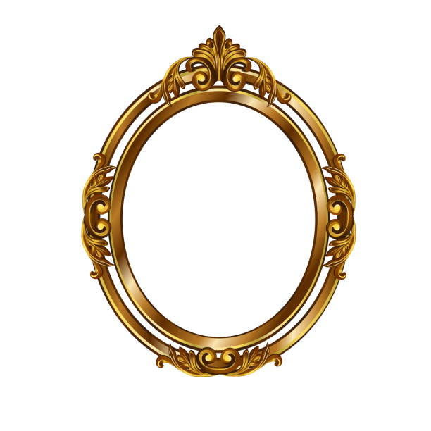 ilustrações de stock, clip art, desenhos animados e ícones de decorative frame of golden color - frame ellipse gold paintings