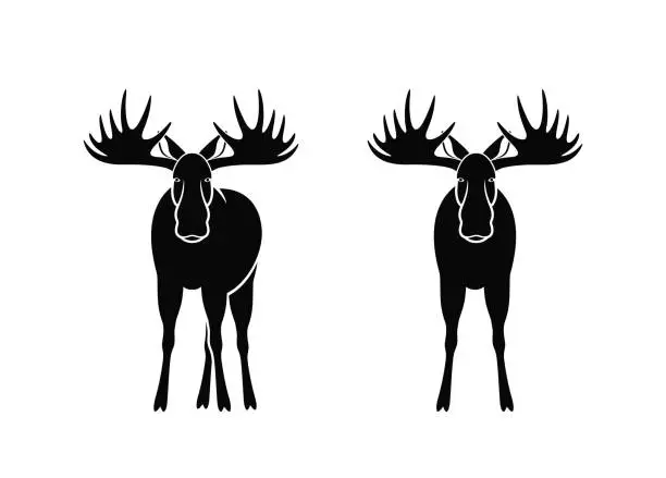 Vector illustration of Moose logo. Isolated moose on white background. Elk