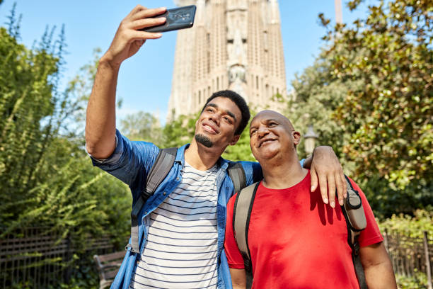 istock Father and Son Taking Selfie on Vacation in Barcelona 1278253439