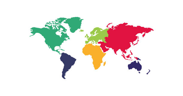 kontinente, tolles design für jeden zweck. weltweiter vektor - vereinfachen stock-grafiken, -clipart, -cartoons und -symbole