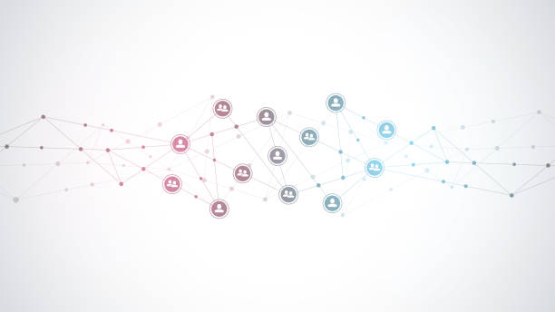 vektorová ilustrace propojování lidí a komunikačního konceptu, sociální síť. - tvorba sítě kontaktů stock ilustrace