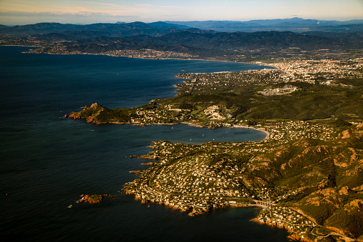 Photos of the Mediterranean, Cote D'Azur, French Riviera, city as seen from an approaching airplane
