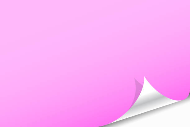 istock Realistic pink color sheet of paper with curled corner 1278269903