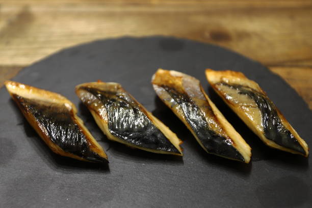 istock Grilled mackerel on a stone plate 1278270139