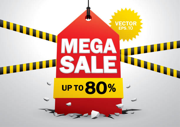 ilustrações de stock, clip art, desenhos animados e ícones de mega sale tag. - price drop