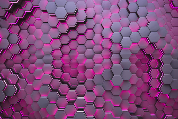 istock Glowing hexagonal cells. Pink theme. Futuristic style background 1278272775