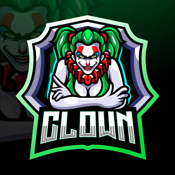 clown girl esport logo mascot design - jester circus gambling bizarre stock-grafiken, -clipart, -cartoons und -symbole