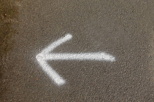 istock Directional arrow drawn on the ground in white paint 1278283705