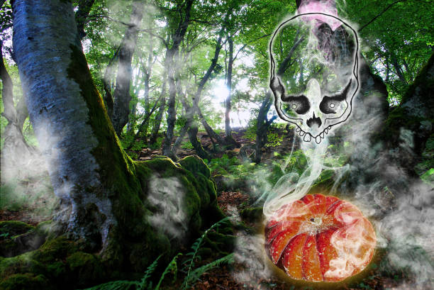 istock Illustration for Halloween party with an orange pumpkin and a skull 1278284802