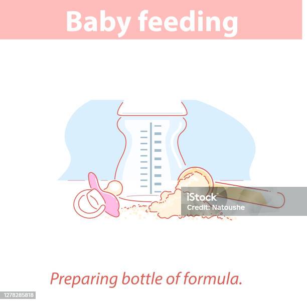Formül Şişesi Hazırlıyorum Bebek Besleme Takviyeleri Stok Vektör Sanatı & Besin takviyesi‘nin Daha Fazla Görseli