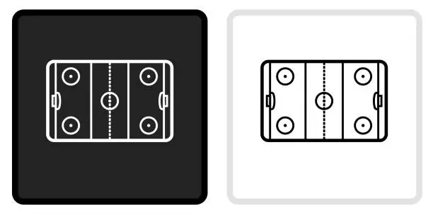 Vector illustration of Air Hockey Icon on  Black Button with White Rollover