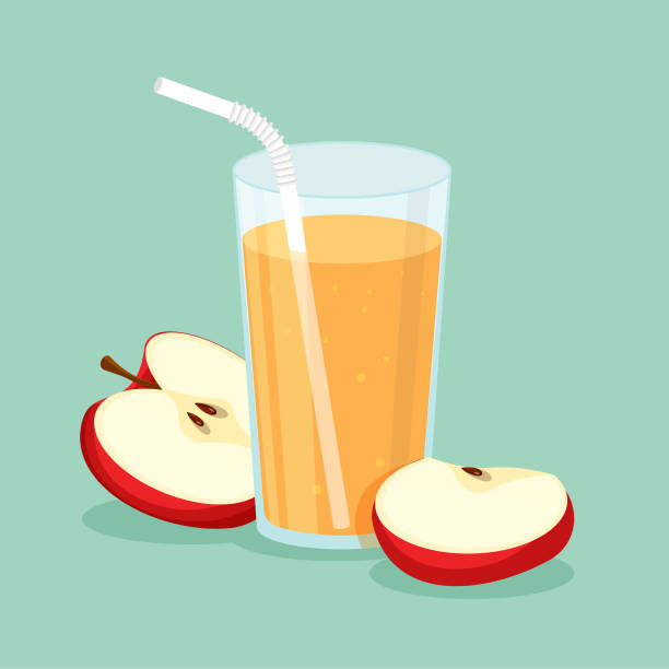 Natural Apple Juice In A Glass Stock Illustration - Download Image Now -  Apple Juice, Cider, Cartoon - iStock
