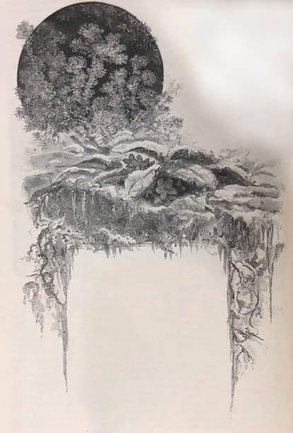 istock Antique illustration - snow and ice scene with open copy space - winter scene 1278296935
