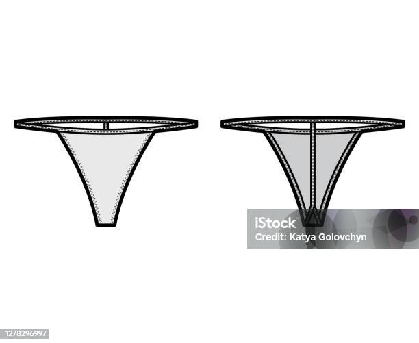 Tback String Technical Fashion Illustration With Low Waist Rise No Hips  Coverage Elastic Waistband Bikini Lingerie Stock Illustration - Download  Image Now - iStock