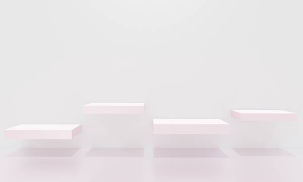 istock Scene with podium for mock up presentation in white color and minimalist style with copy space, 3d render abstract background design 1278297328