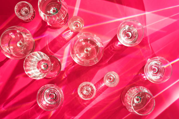 istock Composition with glasses and flecks with shades on red 1278302613