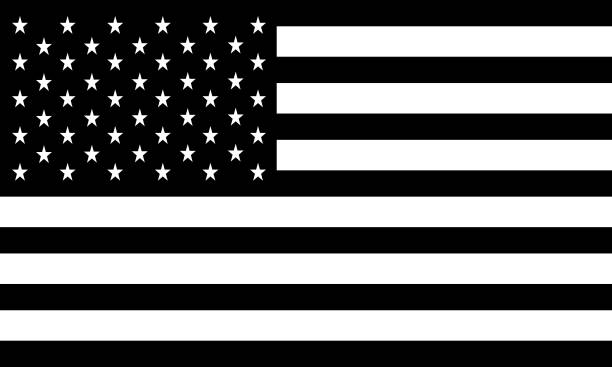 illustrations, cliparts, dessins animés et icônes de drapeau des états-unis en noir et blanc - depression sadness usa american flag