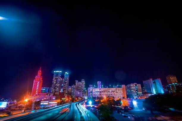 istock Miami Metro Mover Train POV at night 1278304107