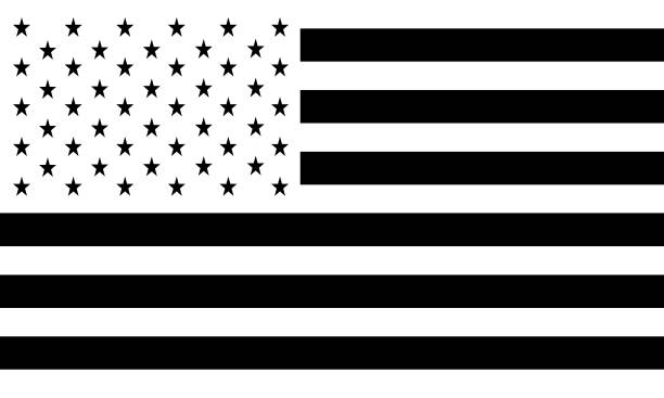 ilustrações de stock, clip art, desenhos animados e ícones de united states flag in black and white inverted - depression sadness usa american flag